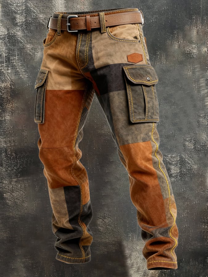 MAISON CLÉMENT PARIS™ | PANTALON CARGO CUIR PATCHWORK