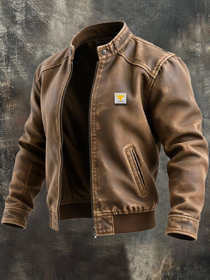 MAISON CLÉMENT PARIS™ | VESTE EN CUIR VIEILLI MARRON À COUPE CLASSIQUE