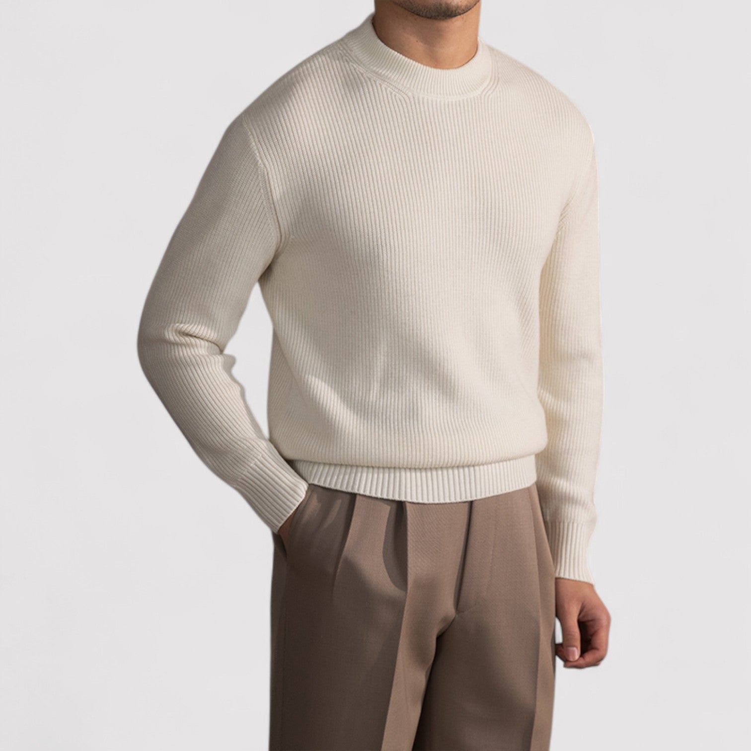 The Jules – Élégant Pull en Mélange de Laine avec Motif Rayé Automne/Hiver - Hommes