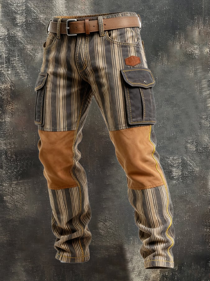 MAISON CLÉMENT PARIS™ | PANTALON CARGO RAYÉ STYLE WORKWEAR