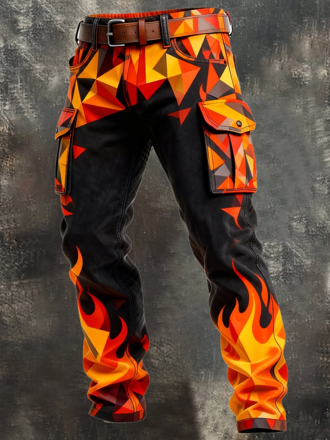 MAISON CLÉMENT PARIS™ | PANTALON CARGO FLAMME GÉOMÉTRIQUE
