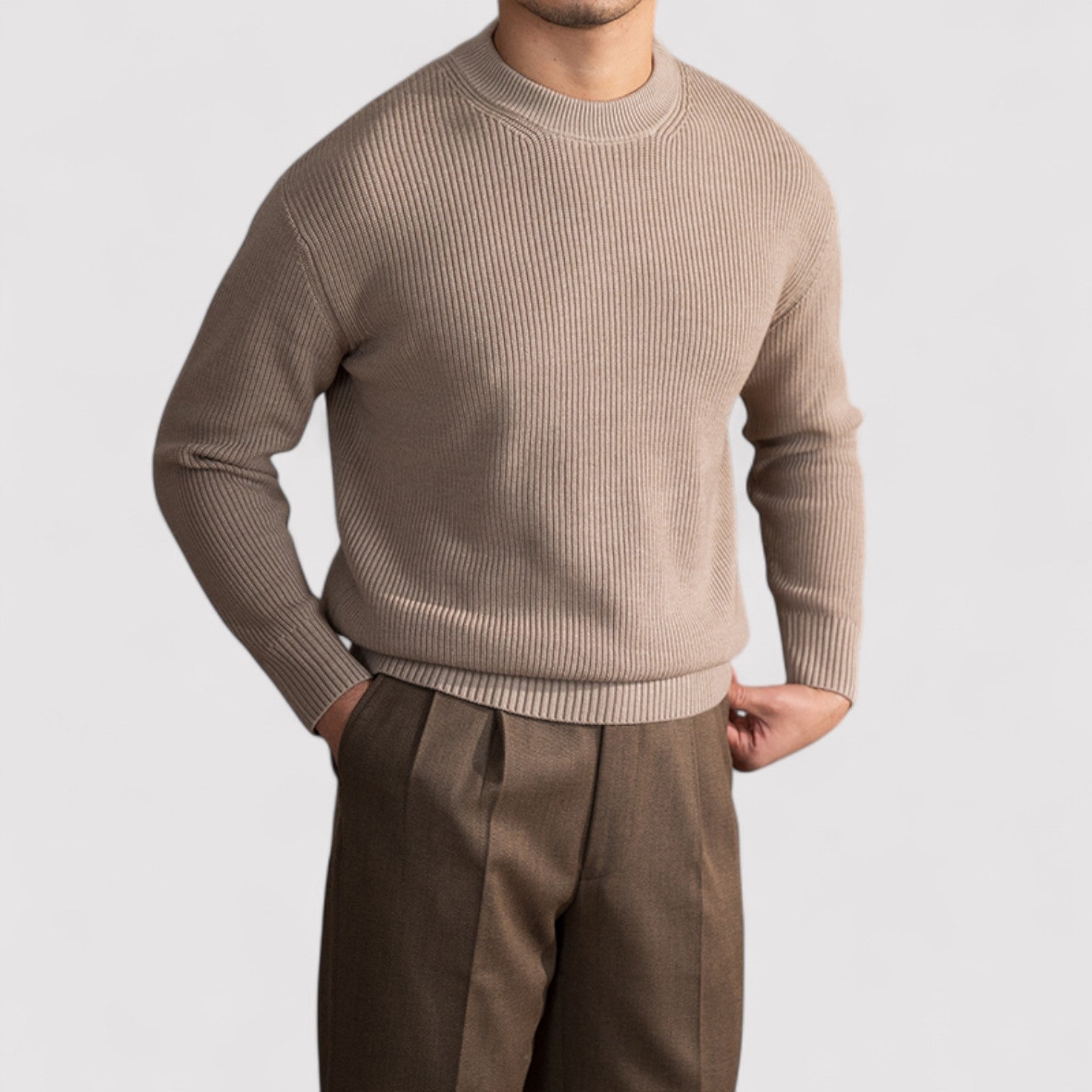 The Jules – Élégant Pull en Mélange de Laine avec Motif Rayé Automne/Hiver - Hommes