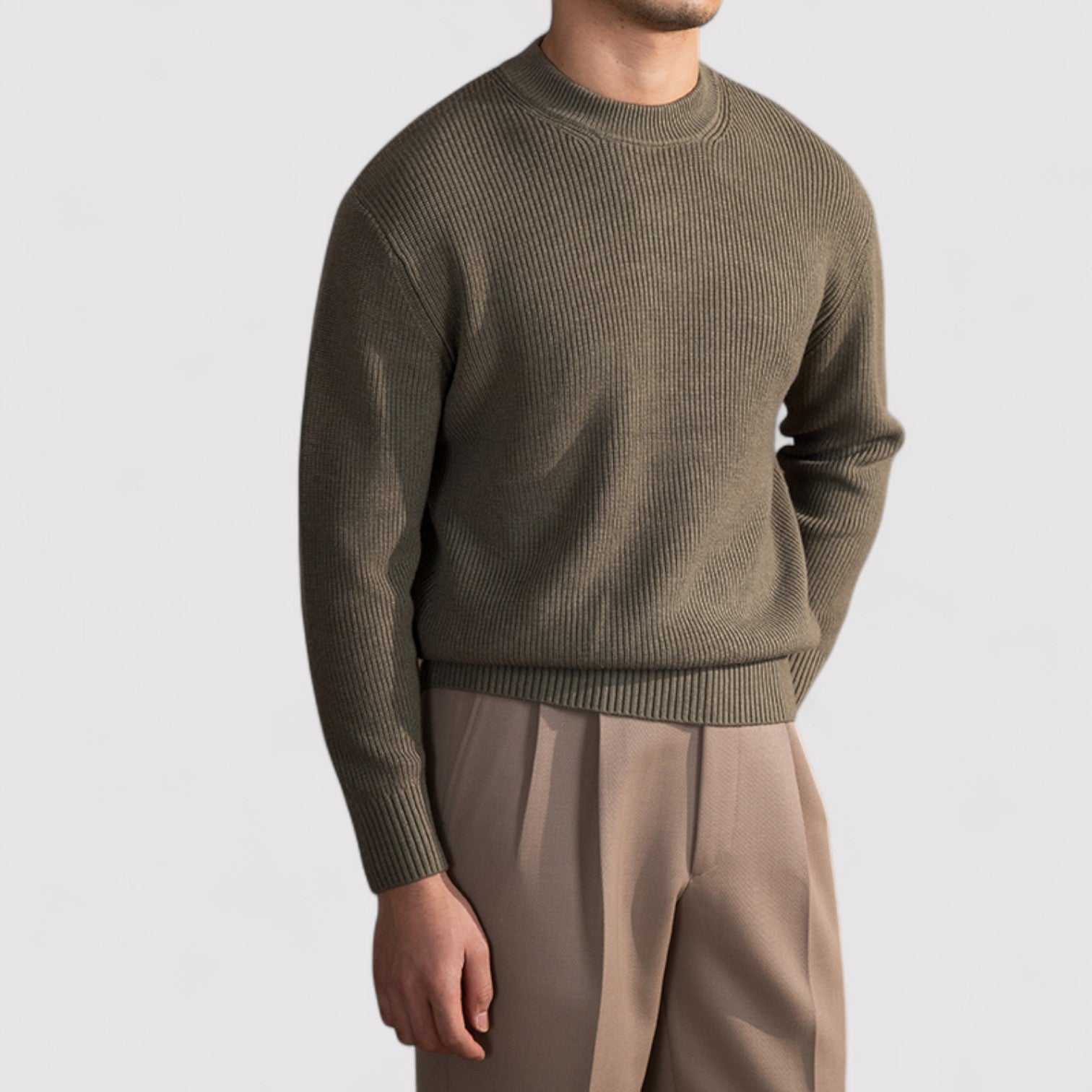 The Jules – Élégant Pull en Mélange de Laine avec Motif Rayé Automne/Hiver - Hommes