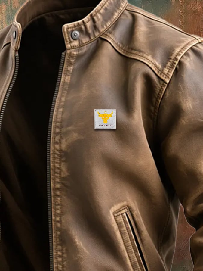 MAISON CLÉMENT PARIS™ | VESTE EN CUIR VIEILLI MARRON À COUPE CLASSIQUE