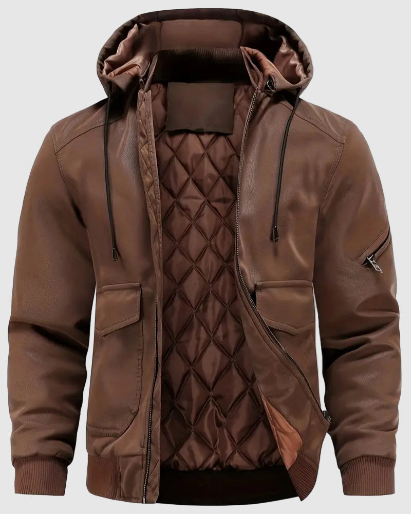 Aaron | Manteau en Cuir d'Hiver pour Hommes 2025