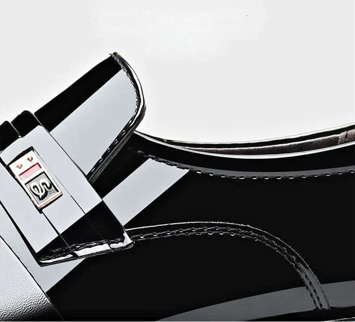 Chaussures Homme en Cuir Verni de Luxe – Mocassins de Style Italien avec Boucle