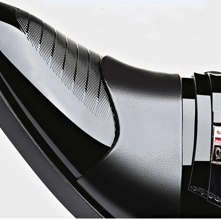 Chaussures Homme en Cuir Verni de Luxe – Mocassins de Style Italien avec Boucle