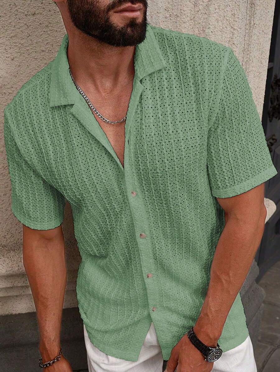 Carlos - Chemise décontractée unie à manches courtes