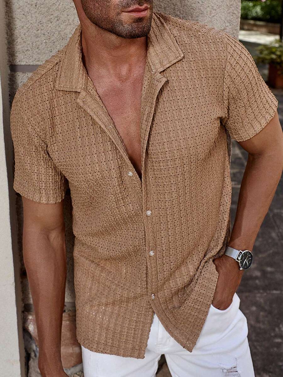 Carlos - Chemise décontractée unie à manches courtes