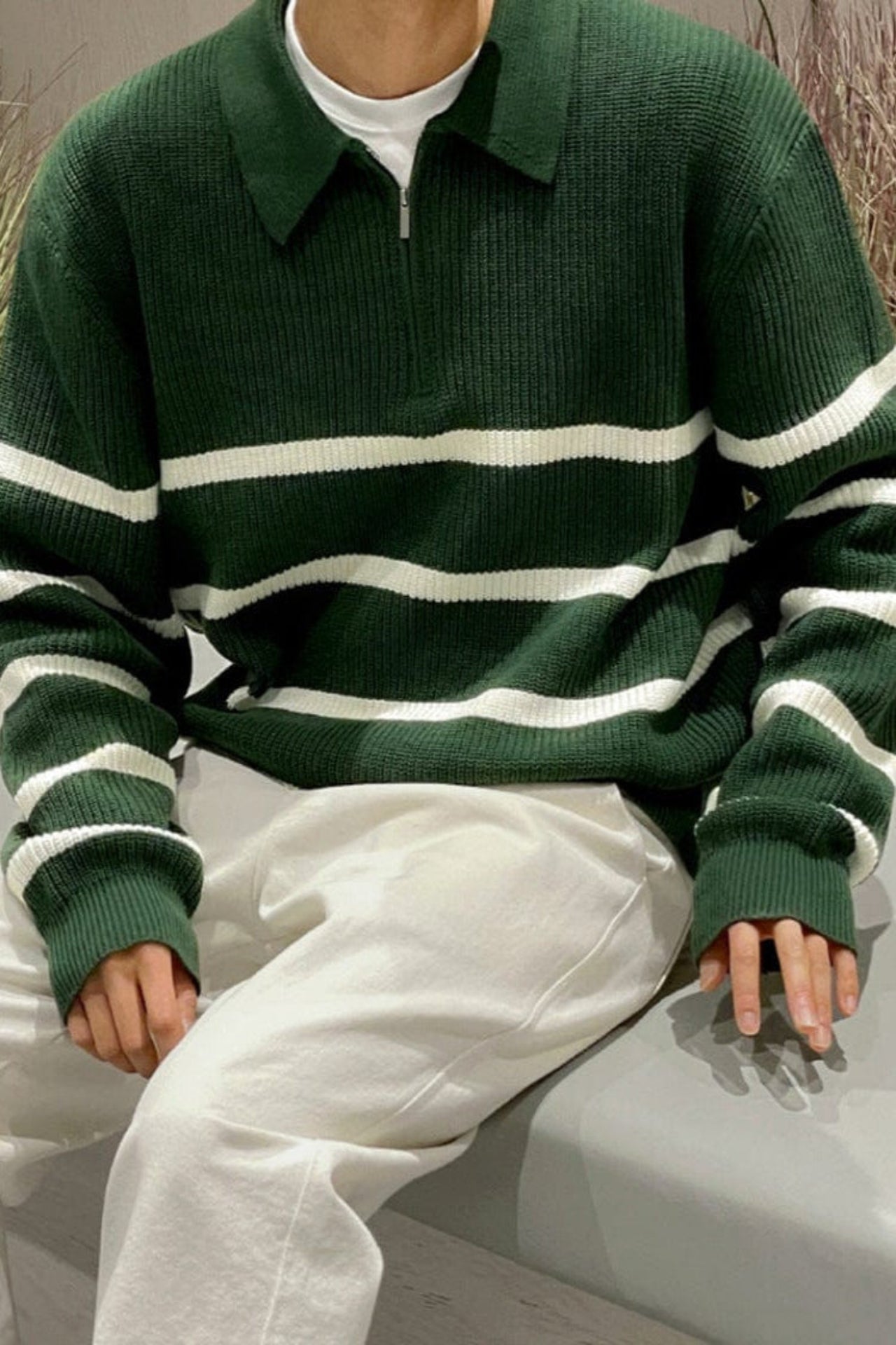 Chad – Pull à demi-fermeture éclair vert