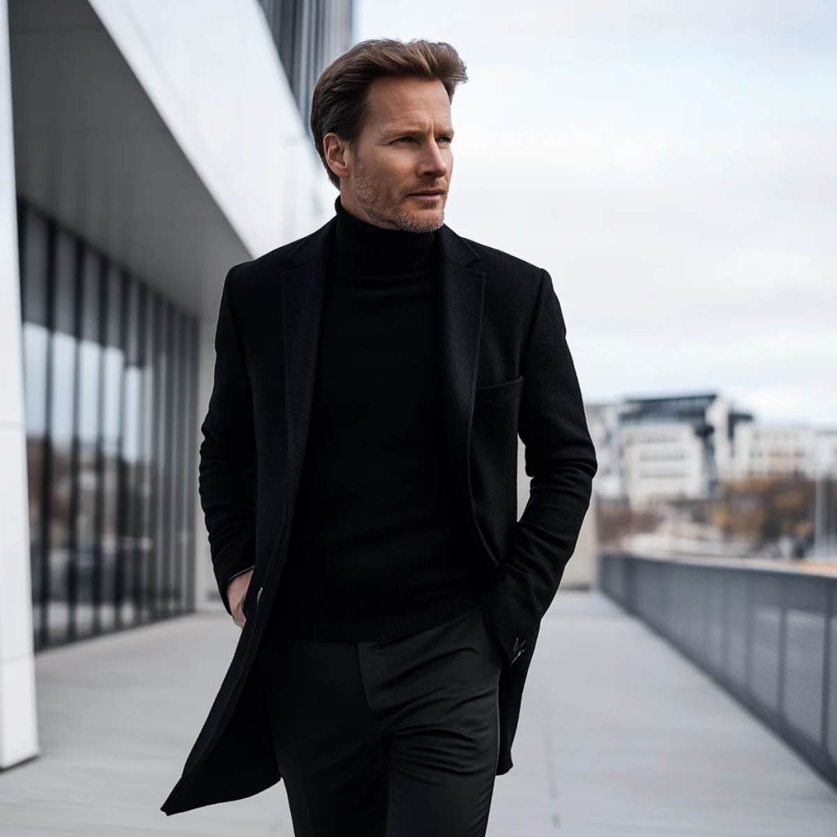 The Dorchester — Manteau d'Hiver en Laine Gris Luxe