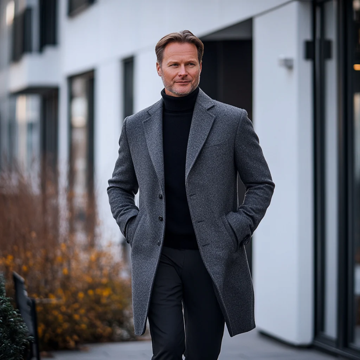 The Dorchester — Manteau d'Hiver en Laine Gris Luxe