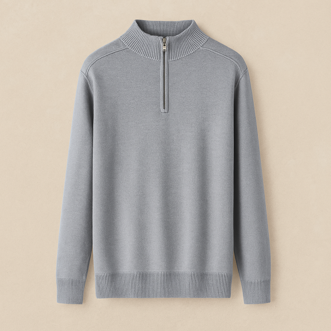 Pull à quart de fermeture éclair en laine élégante