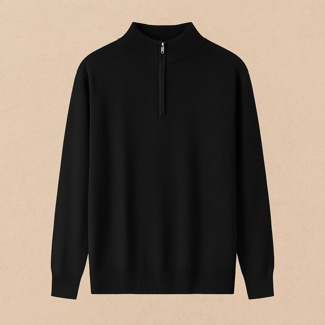 Pull à quart de fermeture éclair en laine élégante