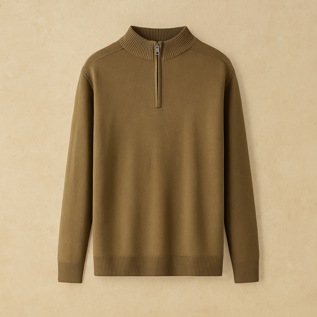 Pull à quart de fermeture éclair en laine élégante