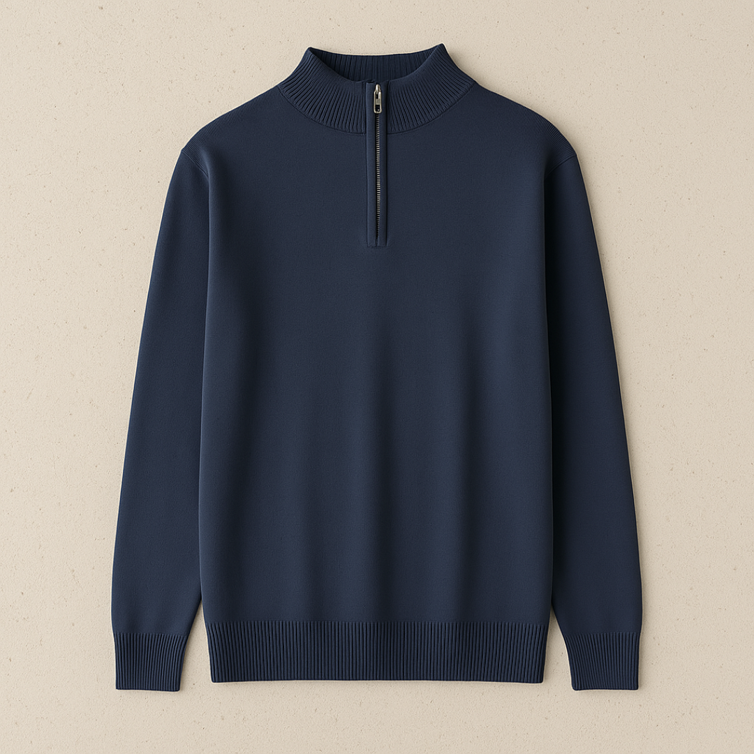Pull à quart de fermeture éclair en laine élégante