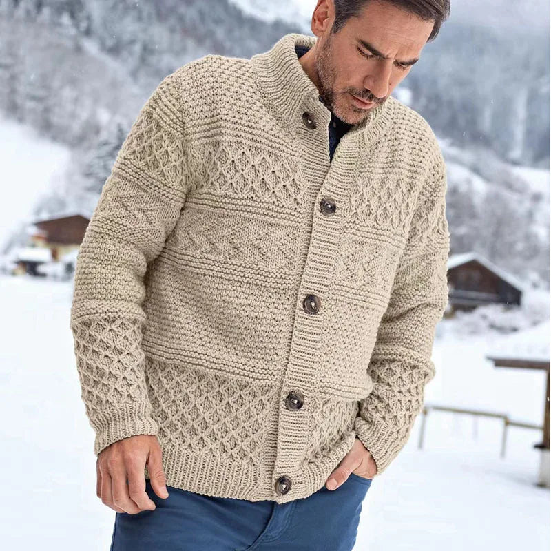 Maison Clément Paris - Gilet pour Homme en Laine à Mailles Grosses avec Boutons – Pull d'Hiver Style Old Money
