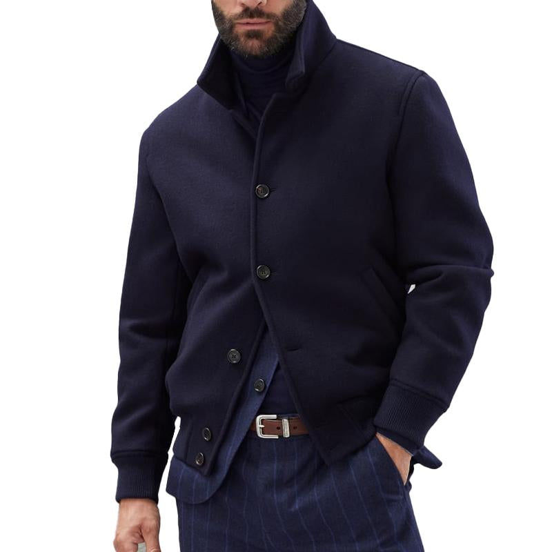 Veste bomber bleu foncé pour homme – Manteau en mélange de laine de luxe dans le style Quiet Luxury Mode hivernale 2025