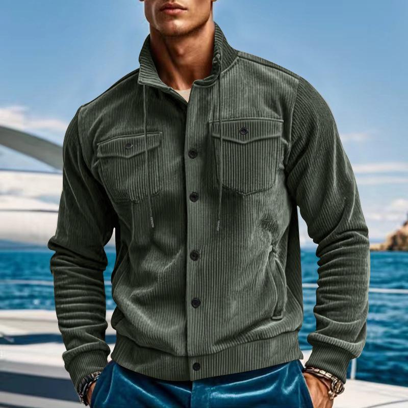 Veste d'hiver cargo en corduroy stylée – Veste intemporelle pour homme à poches multiples