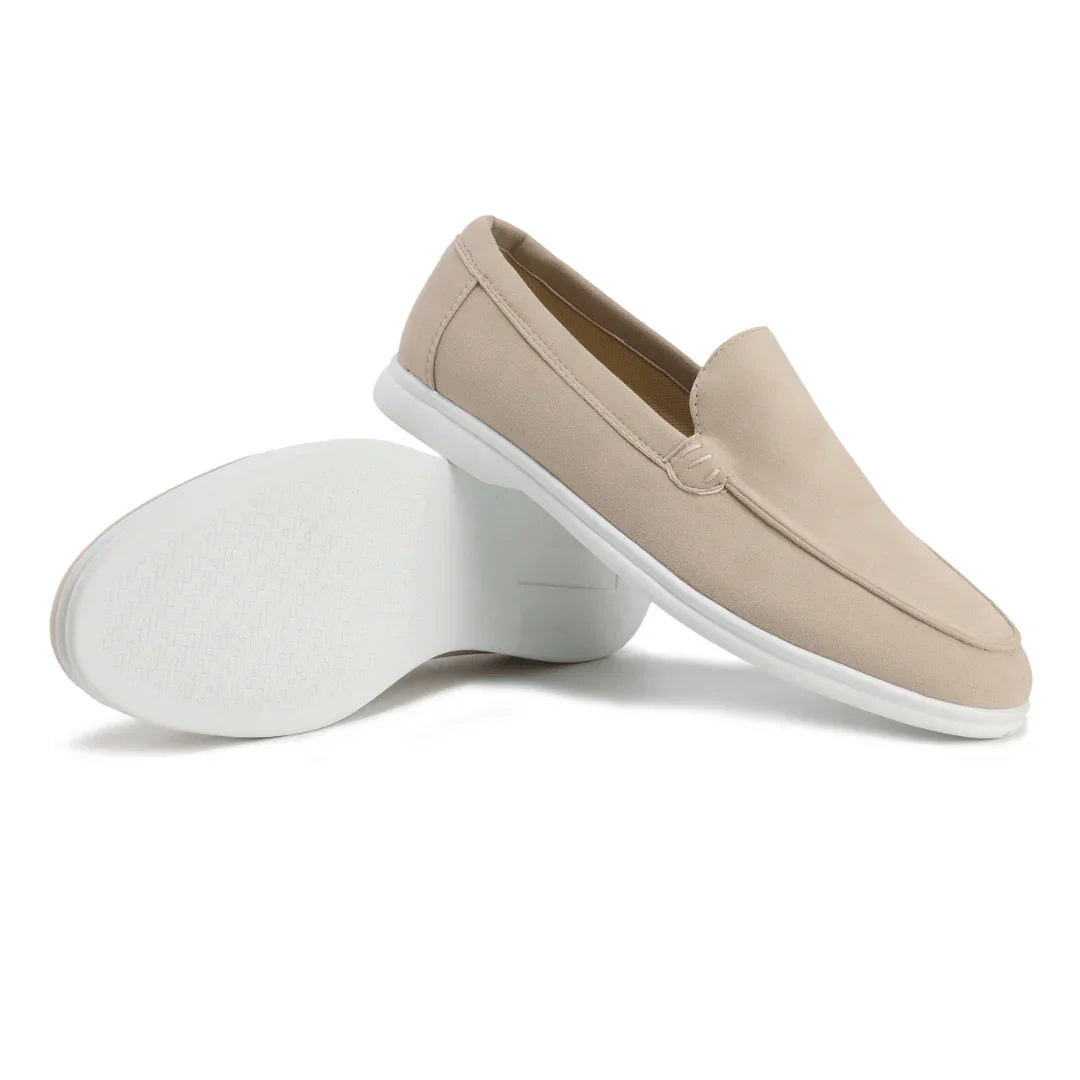 Mocassins en suède pour hommes – Mocassins élégants avec semelle blanche style Old Money