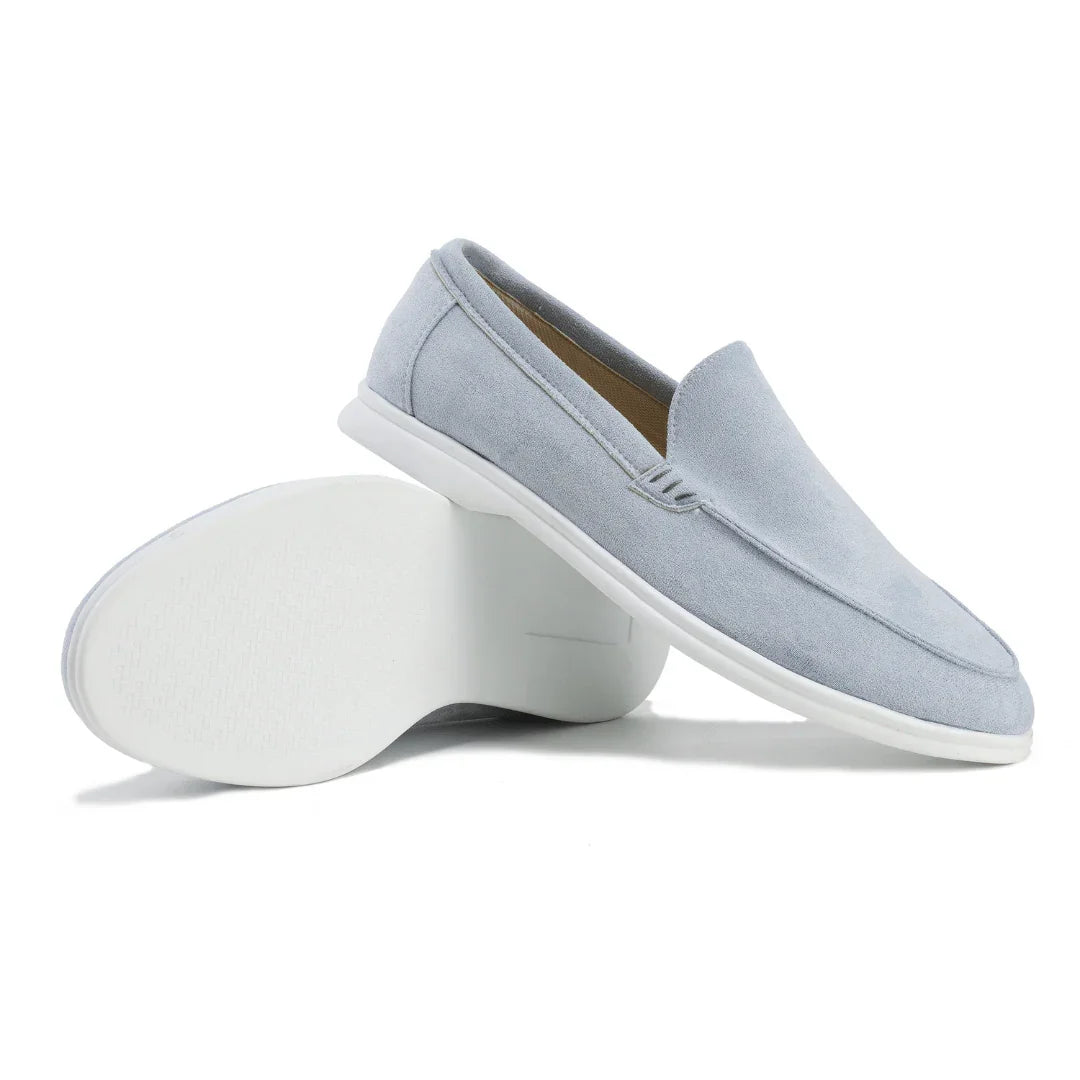 Mocassins en suède pour hommes – Mocassins élégants avec semelle blanche style Old Money