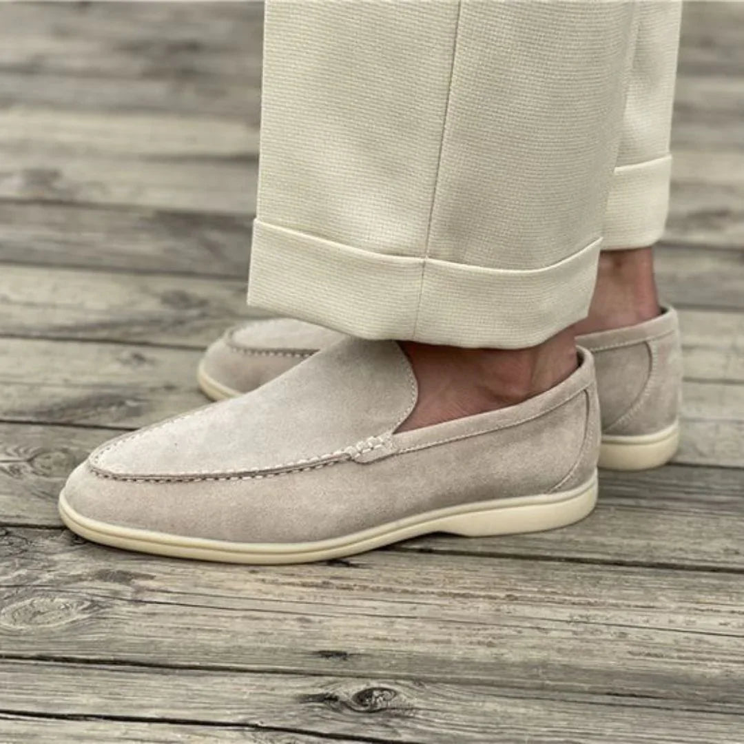Mocassins en suède pour hommes – Mocassins élégants avec semelle blanche style Old Money
