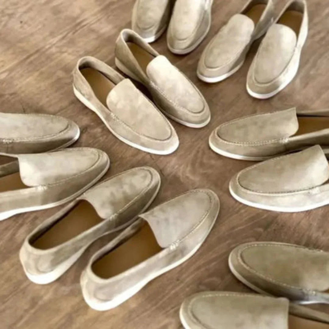 Mocassins en suède pour hommes – Mocassins élégants avec semelle blanche style Old Money