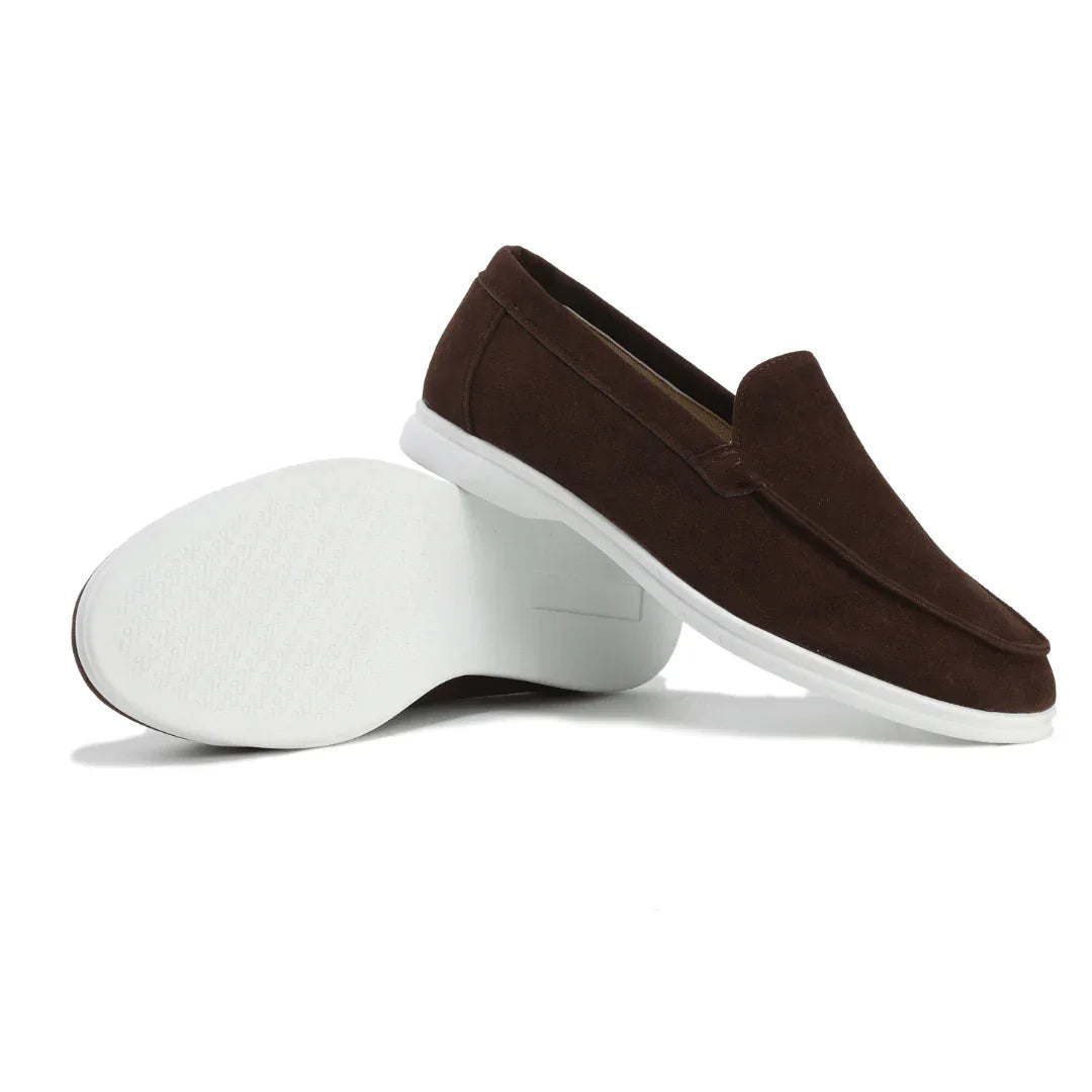 Mocassins en suède pour hommes – Mocassins élégants avec semelle blanche style Old Money
