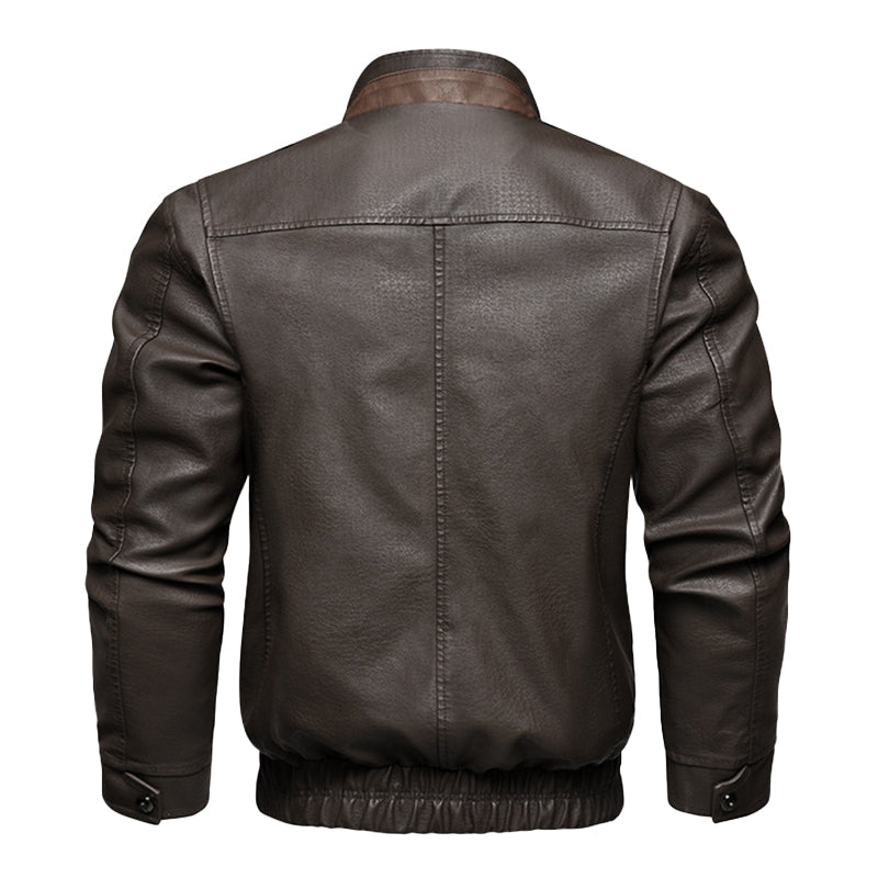 Veste bomber en cuir vintage stylée pour homme, marron – Mode hivernale pour homme 2025