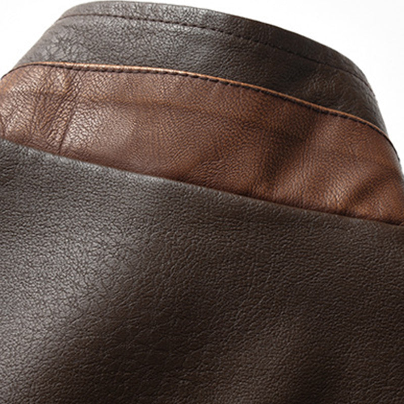 Veste bomber en cuir vintage stylée pour homme, marron – Mode hivernale pour homme 2025