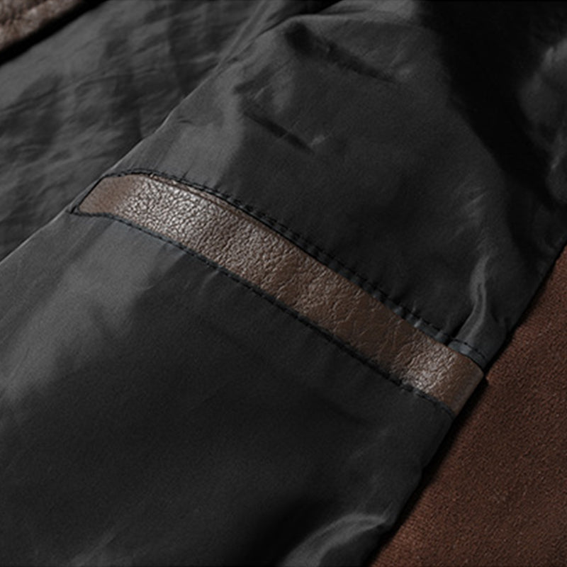 Veste bomber en cuir vintage stylée pour homme, marron – Mode hivernale pour homme 2025
