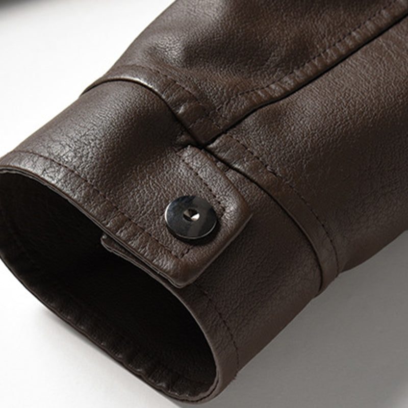 Veste bomber en cuir vintage stylée pour homme, marron – Mode hivernale pour homme 2025