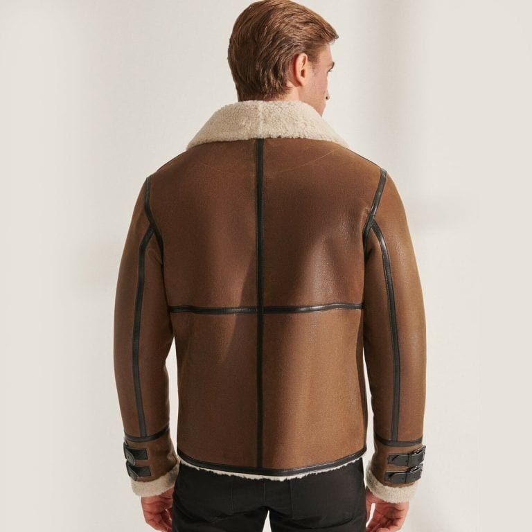 Inigo - Bomber en peau de mouton élégant pour hommes, manteau d'hiver brun