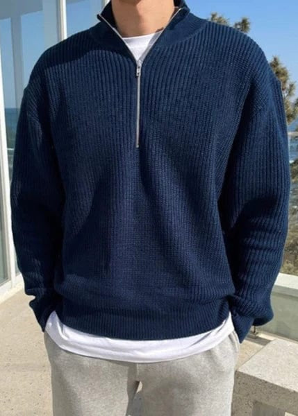 John – Sweat-shirt moderne à fermeture zippée demi-longueur