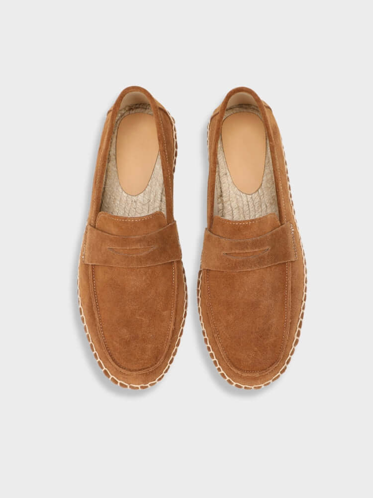 Kastanjebruine Suède Loafers voor Mannen met Jute Zool – Comfortabele Zomerloafers met Tijdloze Elegantie 2