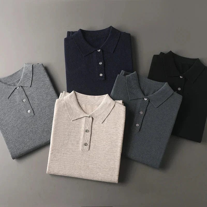 Polo à manches longues pour hommes, coupe ajustée