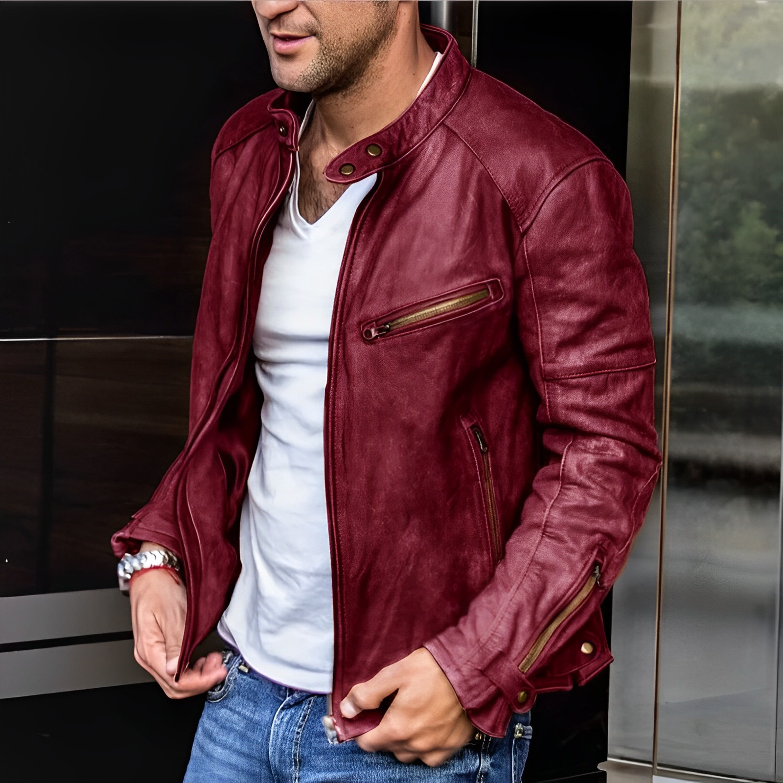 Afonso - Veste Élégante en Cuir pour Hommes Bomber
