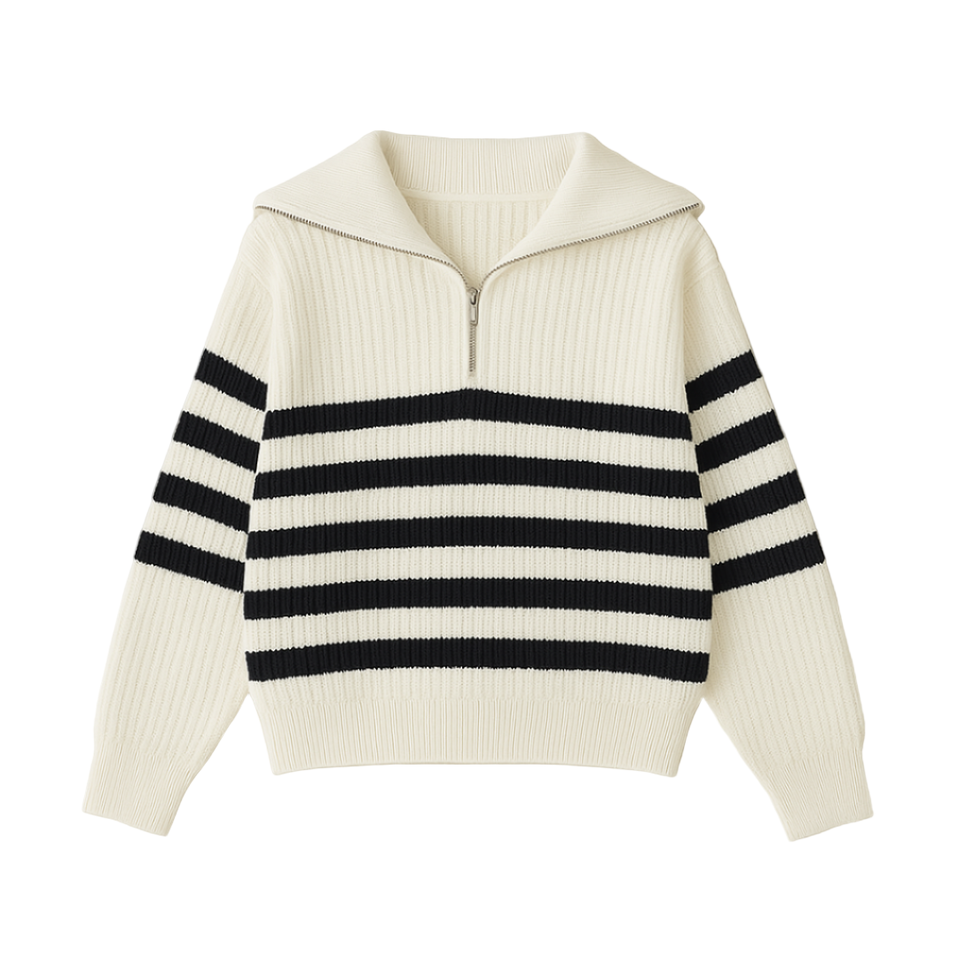 Pull Homme Nautique à Demi-Zip Côtelé | Maison Clément Paris