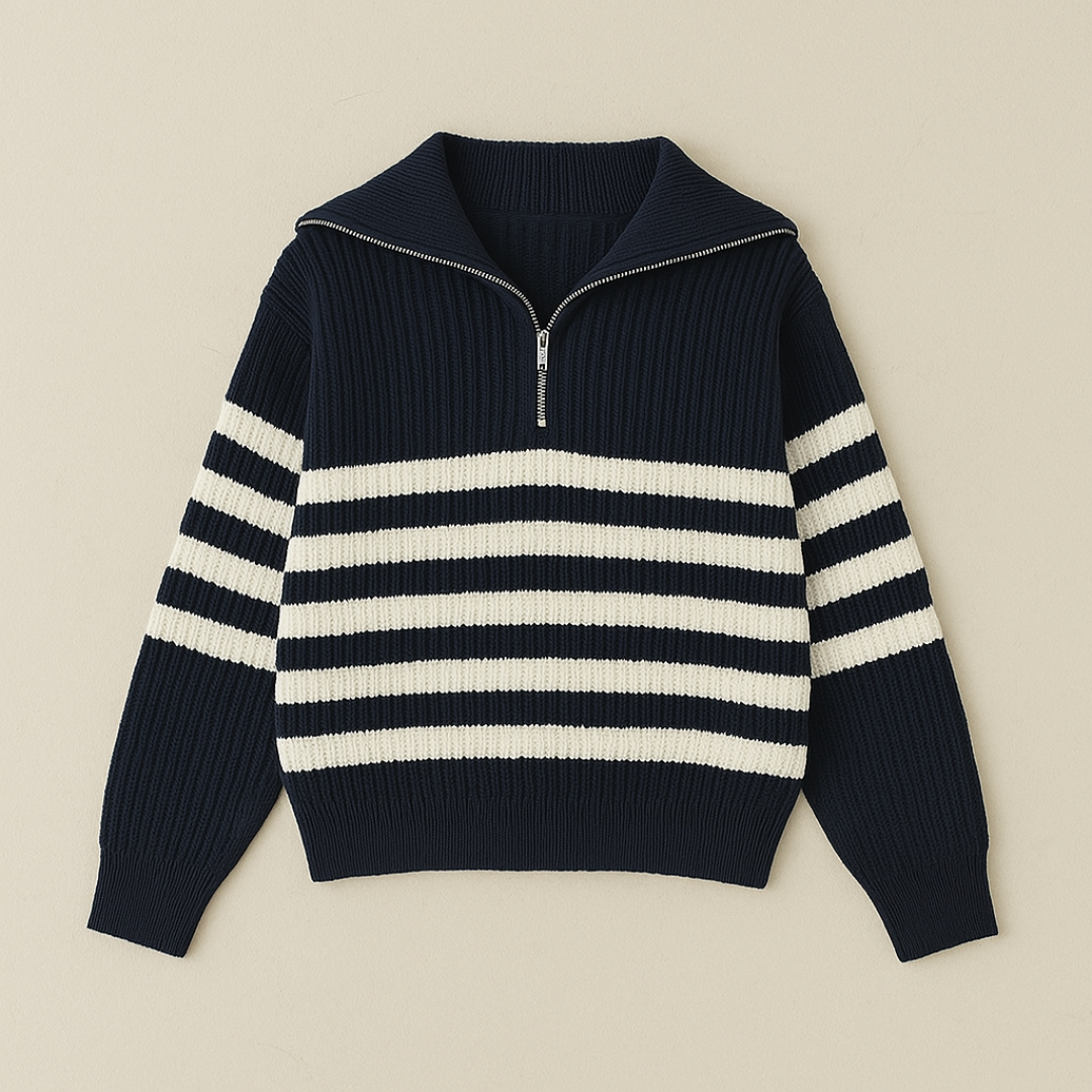 Pull Homme Nautique à Demi-Zip Côtelé | Maison Clément Paris