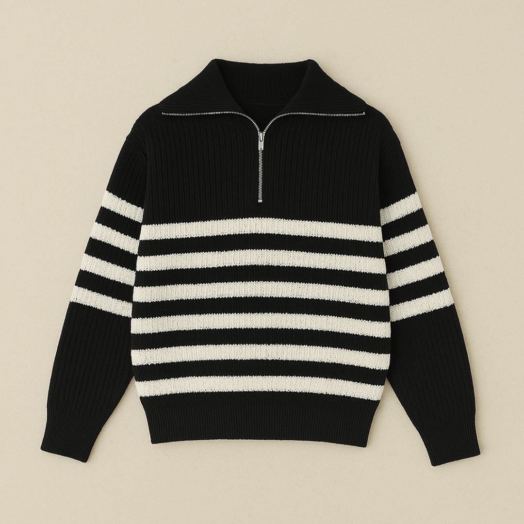 Pull Homme Nautique à Demi-Zip Côtelé | Maison Clément Paris