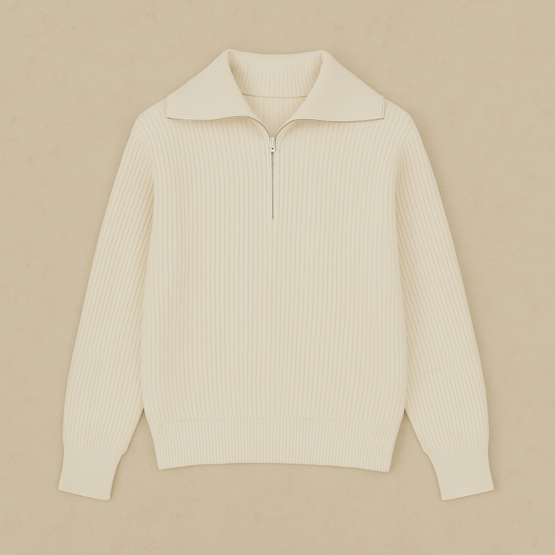 Pull Homme Nautique à Demi-Zip Côtelé | Maison Clément Paris