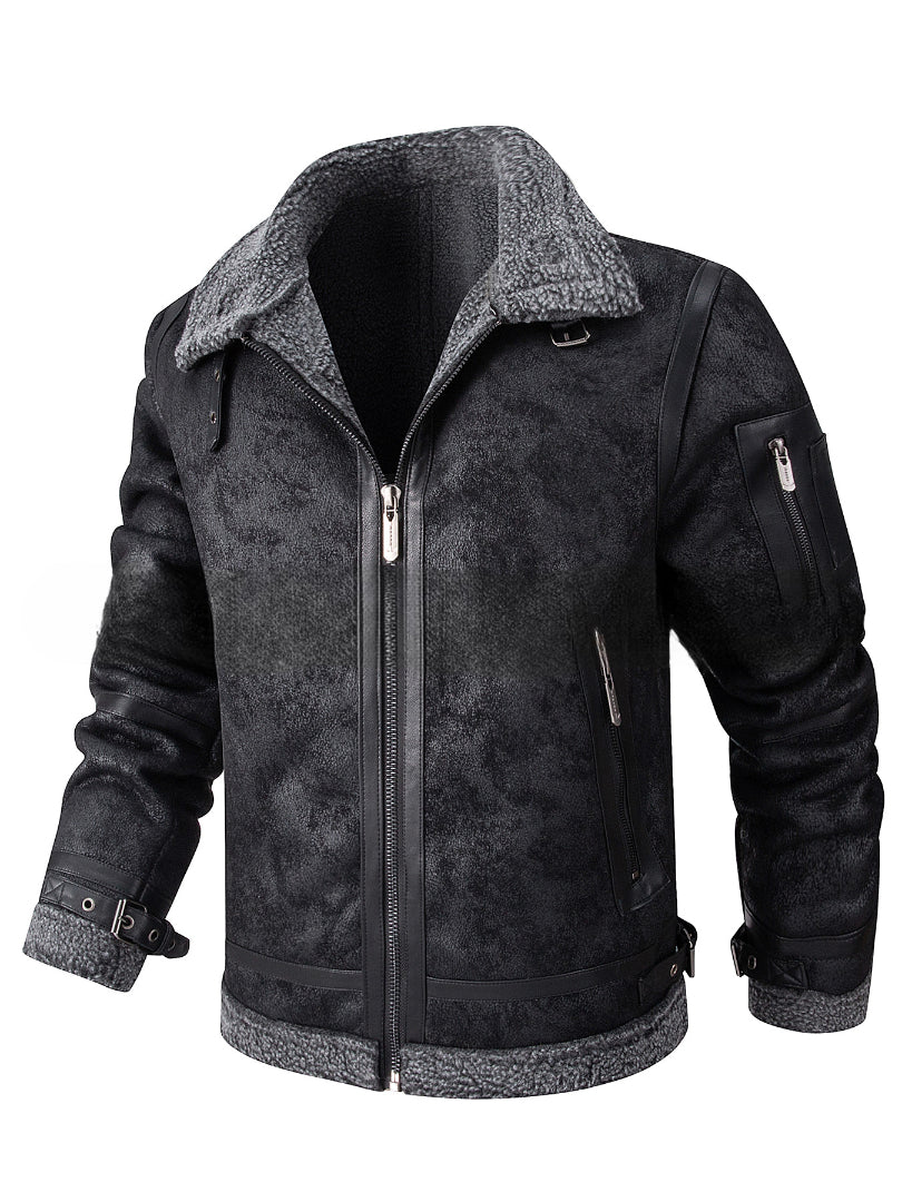 Maison Clément Paris | Veste chaude aviateur en cuir vieilli doublée fourrure