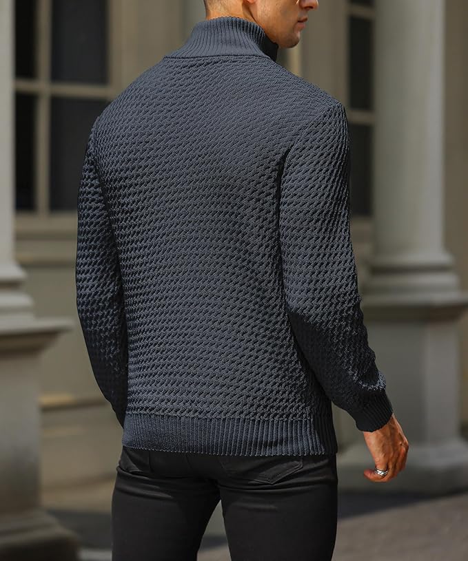 Riviera - Pull Homme à Demi-Zip – Pull Tricoté Moderne avec Structure