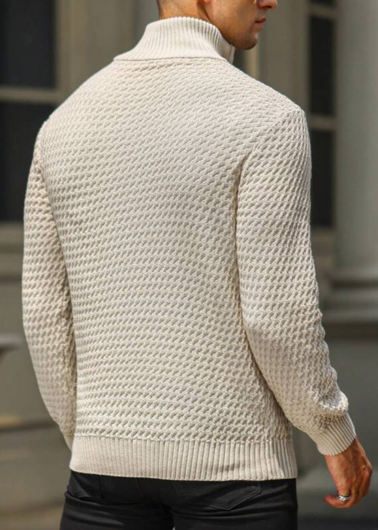 Riviera - Pull Homme à Demi-Zip – Pull Tricoté Moderne avec Structure