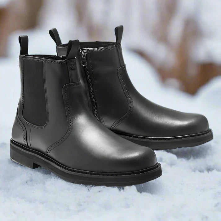 Bottes Chelsea d'hiver en simili cuir avec fermeture éclair pour hommes