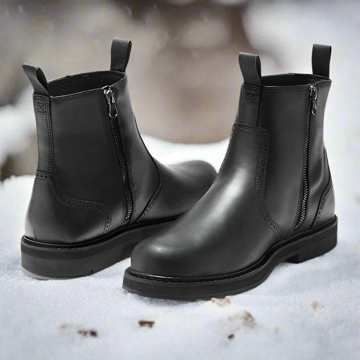 Bottes Chelsea d'hiver en simili cuir avec fermeture éclair pour hommes