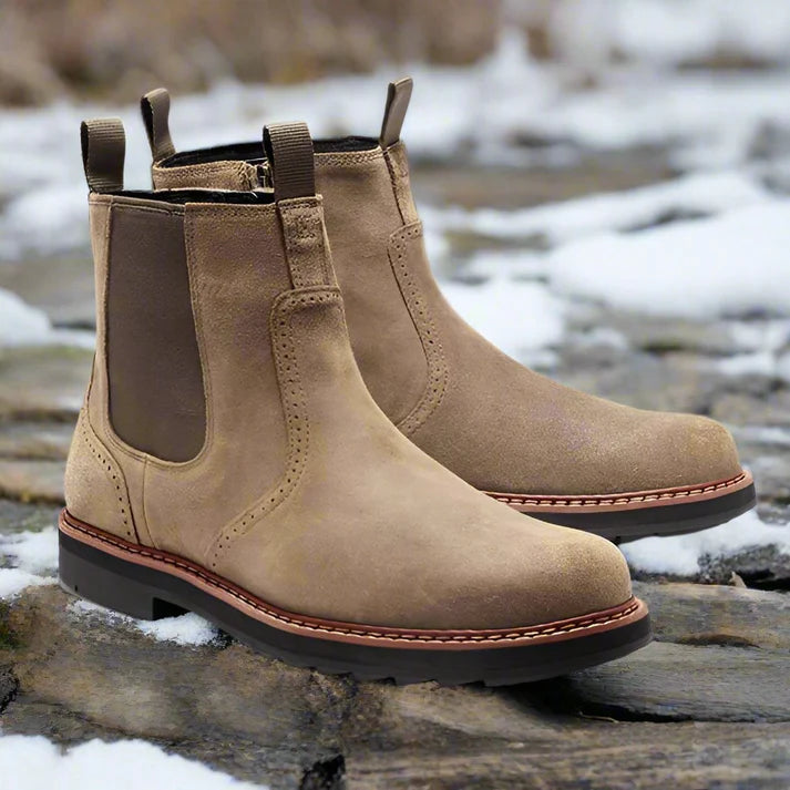 Bottes Chelsea d'hiver en simili cuir avec fermeture éclair pour hommes