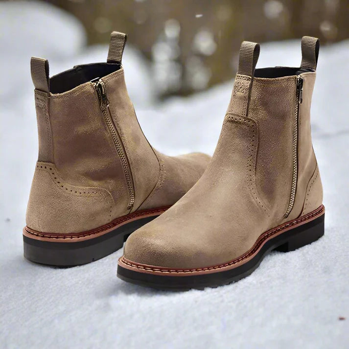 Bottes Chelsea d'hiver en simili cuir avec fermeture éclair pour hommes