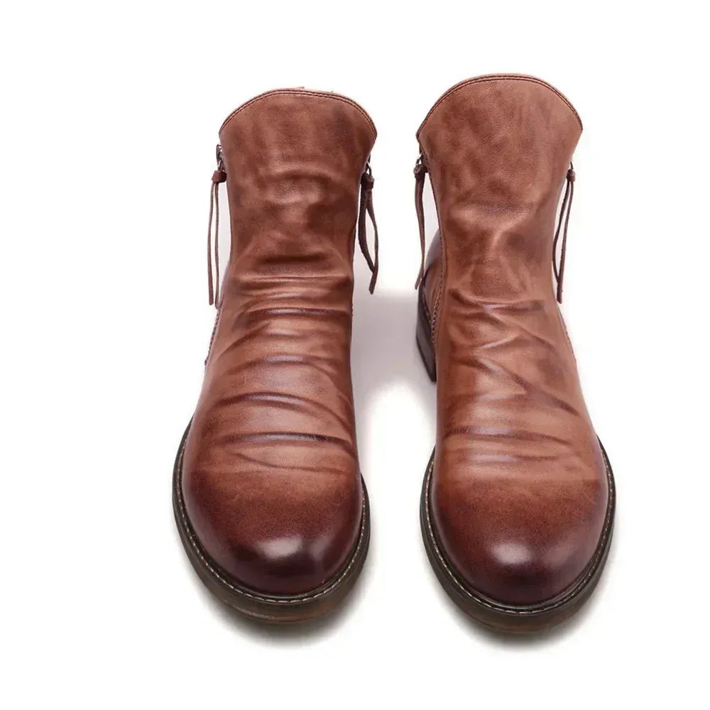 Bottines pour Hommes – Cuir Marron – Boots Élégants avec Fermeture Latérale pour Look Décontracté et Semi-Formel