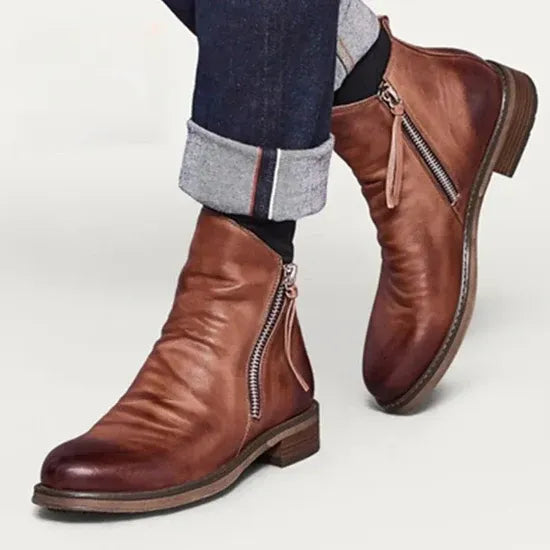 Bottines pour Hommes – Cuir Marron – Boots Élégants avec Fermeture Latérale pour Look Décontracté et Semi-Formel